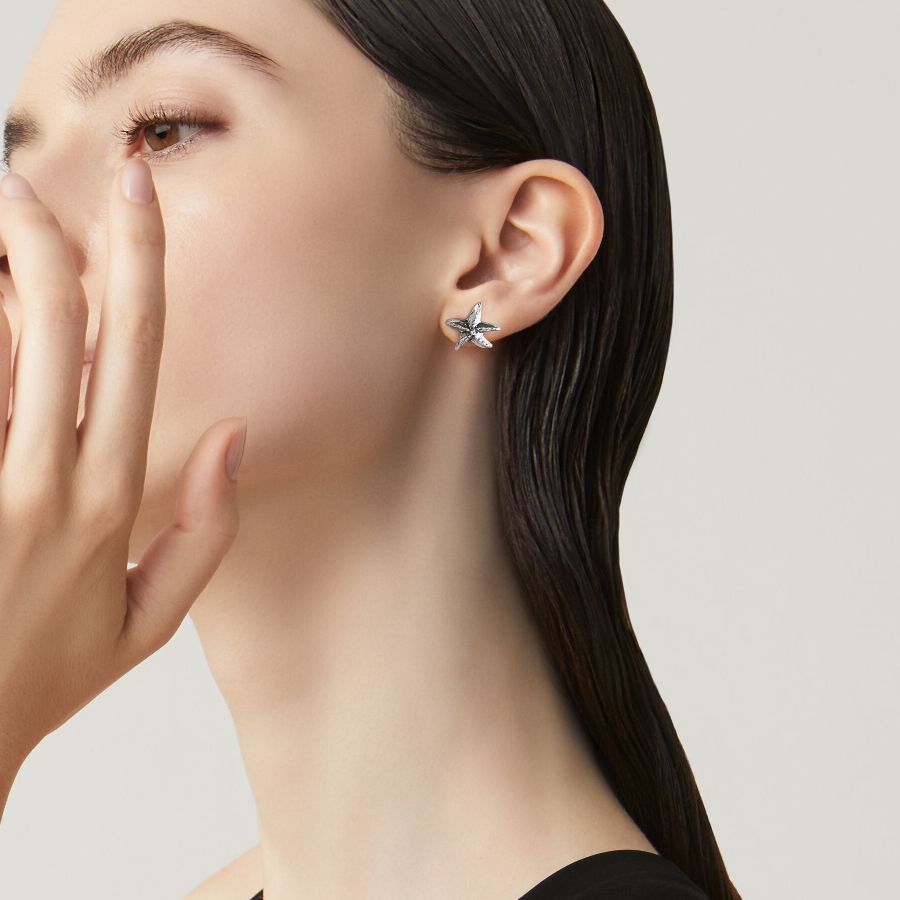 Orecchini Donna Giovanni Raspini Argento Bianco 925 Stella Marina 07996